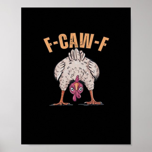 Poster F Caw F Galinha Engraçada Estilo Clássico Retro Le (Frente)