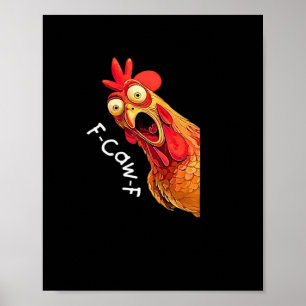 Poster F-Caw-F-Gráfico Clássico Vintage de Frango