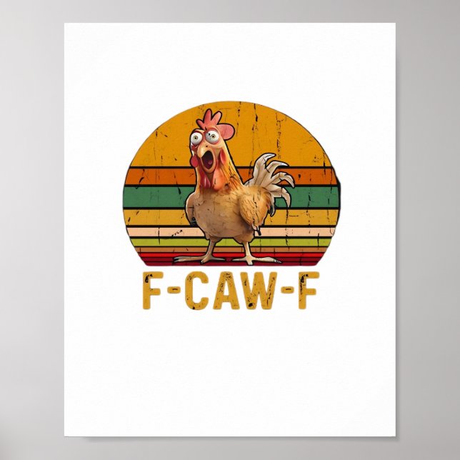 Poster F-Caw-F Humor de Frango Essencial Minimal Limpo (Frente)