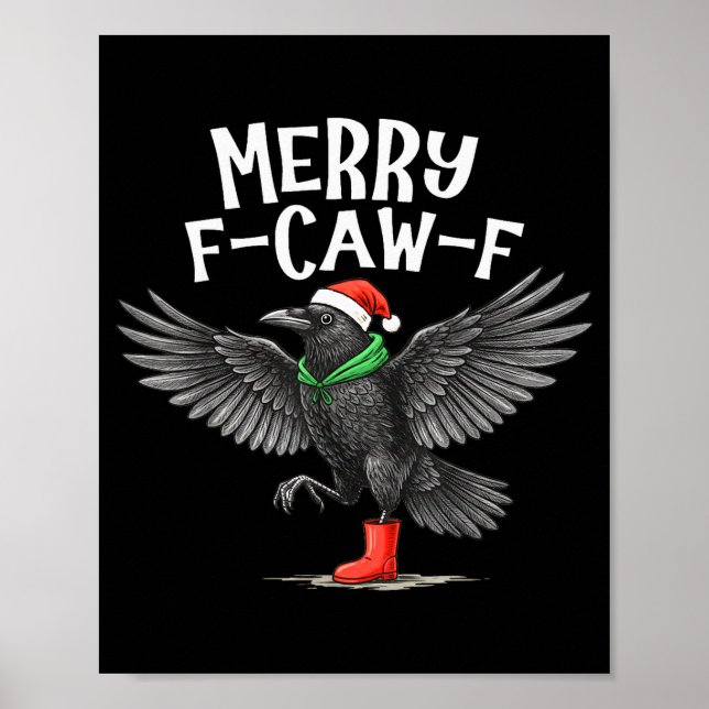 Poster F-caw-f Merry Christmas Funny Crow Raven  (Frente)