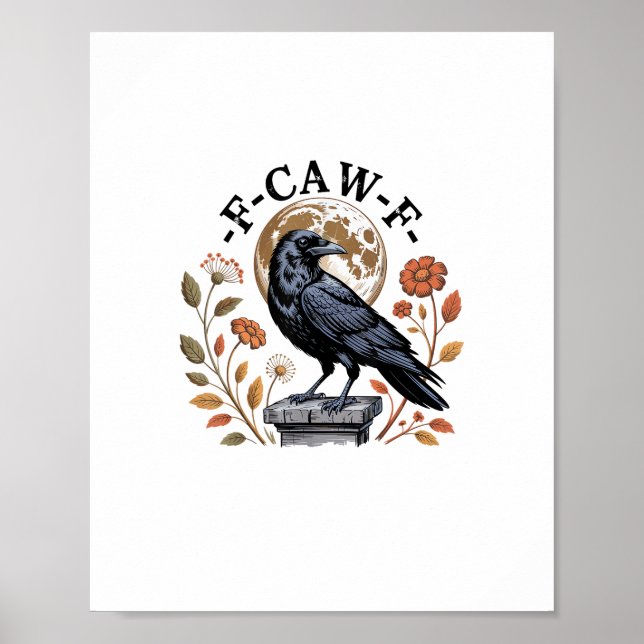 Poster F-Caw-F Raven Moon Gothic Halloween Crow Bird Love (Frente)