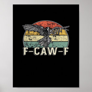 Poster F-Caw-F Vaca Pássaro Engraçado Vintage Pôr do Sol 