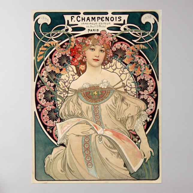 Poster F. Champenois de Alfons Mucha - Art Nouveau (Frente)