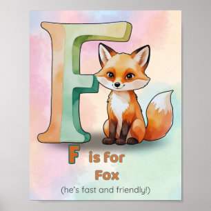 Poster F é para a Raposa - Alfabeto Whimsical Animal Post