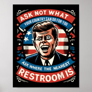 Poster F. Kennedy Funny Patriotic Toilet Meme 4 De Julho