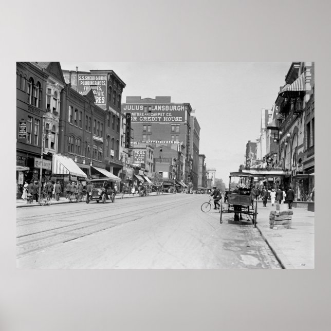 Pôster F Street, N.W. Washington D.C., 1915 (Frente)