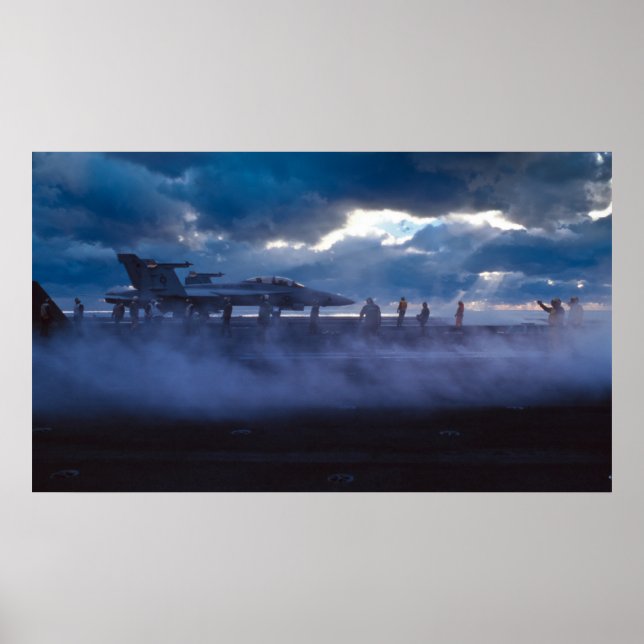 Pôster FA-18 Super Hornet no convés da USS Stênis (Frente)