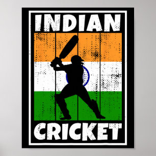 Poster Fã de Críquete Indiano Bandeira Da Índia Críquete