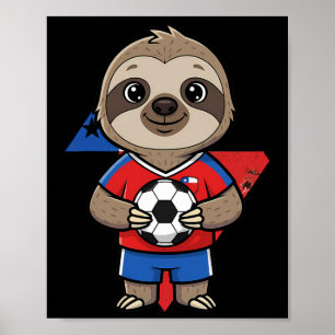 Poster Fã de Futebol Preguiça Chile Futebol Torcedor Anim