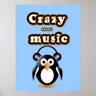 Poster fã de música pinguim