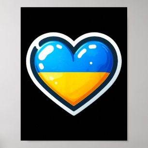 Poster Fã do Bynner Ucraniano Bandeira da Ucrânia Coração