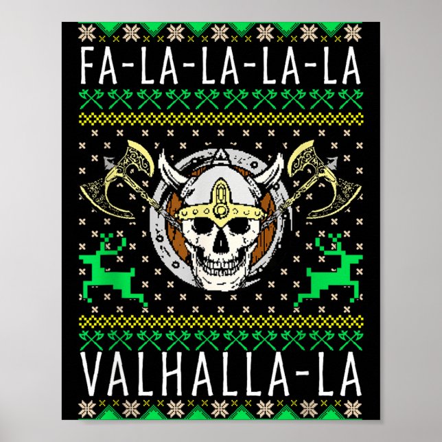 Poster Fa-la-la-la Valhalla-la Viking God Ugly Christmas  (Frente)
