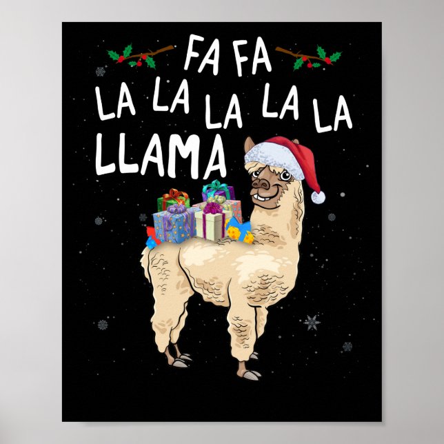 Poster Fa La La Llama Llama Christmas With Christmas Box (Frente)