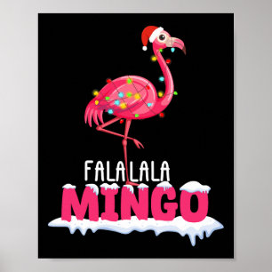 Poster Fa La La Mingo Flamingo Christmas — Chapéu Vermelh