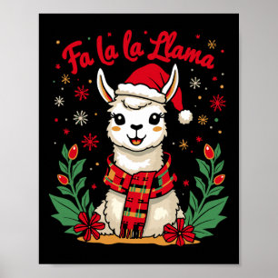 Poster Fa La Llama Funny Llama Christmas Alpaca Animal