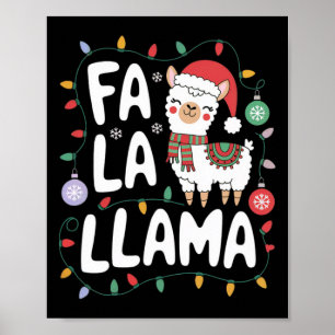 Poster Fa La Llama Funny Natal Lights Holiday Llama