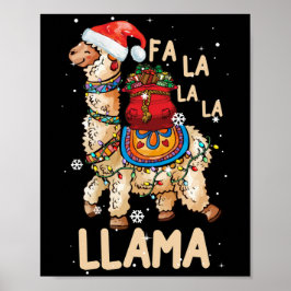 Poster Fa La Llama Natal Camisa Natal Lllama