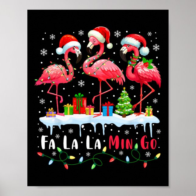 Poster Fa La Mingo Flamingo Natal Tropical Xmas Tr (Frente)