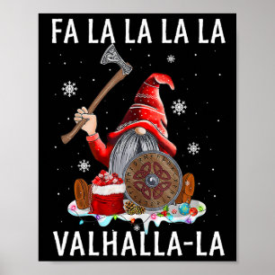 Poster Fa La Valhalla Xmas Gnome Beard Viking Arma C