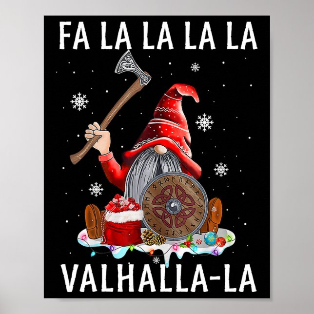 Poster Fa La Valhalla Xmas Gnome Beard Viking Arma C (Frente)