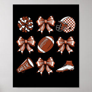 Poster Fã Mãe de Dia de Jogo de Futebol e Cheerleading de