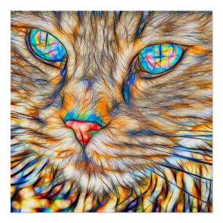 Pôster Fab Cat Art 20" x 20", papel Poster (Semibrilho)