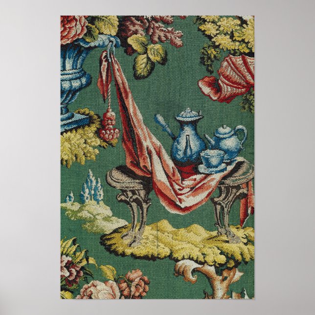 Pôster Fabric depicting a chocolate pot and a teapot (Frente)