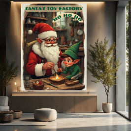 Pôster Fábrica de Brinquedos do Papai Noel Antigo - Elfo 