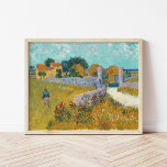 Poster Fábrica de Provença | Vincent Van Gogh<br><div class="desc">Farmhouse in Provence (1888) por Vincent Van Gogh,  artista poste-impressionista holandês. Arte original é um óleo na pintura da paisagem da canvas em amarelos vibrantes do ouro e tons azuis aqua. Use as ferramentas de design para adicionar texto personalizado ou personalizar a imagem.</div>