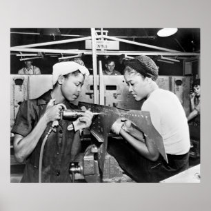 Pôster Fábrica dos aviões WW2, os anos 40