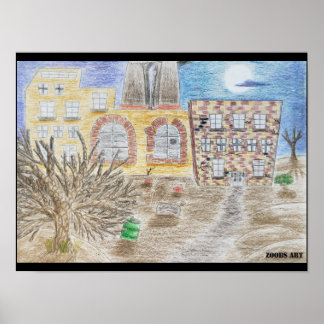 Poster Fábrica quebrada de máquinas amassadas