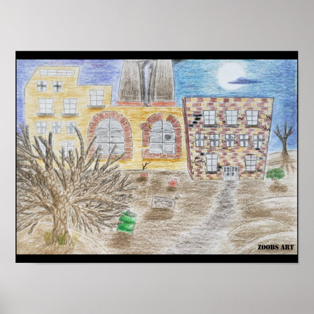 Poster Fábrica quebrada de máquinas amassadas (Frente)