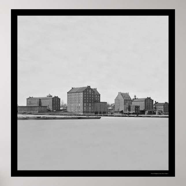 Pôster Fábricas no rio James em Richmond, VA 1865 (Frente)