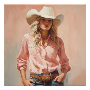 Pôster Fábulas Frontais: Arte de Muro de Cowgirl