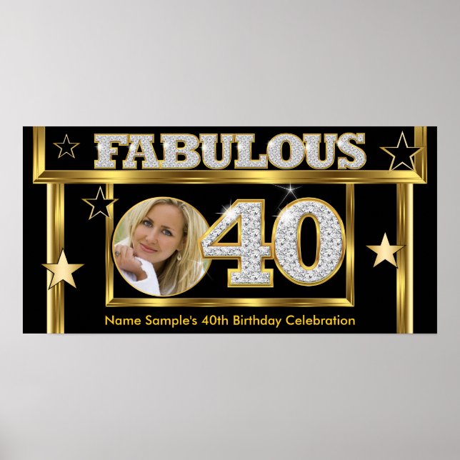 Poster Fabuloso 40 Retro Glamor Foto Dourada Hollywood (Frente)