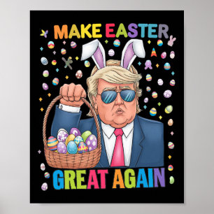Poster Faça a Páscoa Grande Novamente Bunny Trump Diverti