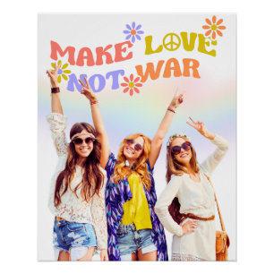 Pôster Faça Amor Não Guerra – Poster Retro Hippie