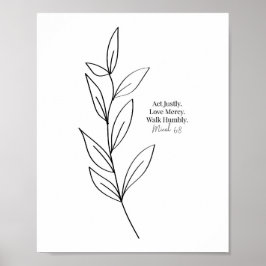 Poster Faça apenas, Compaixão de amor, ande humildemente 