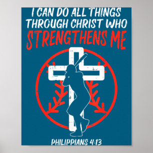 Poster Faça Podem Todas as Coisas Beisebol Religiosas