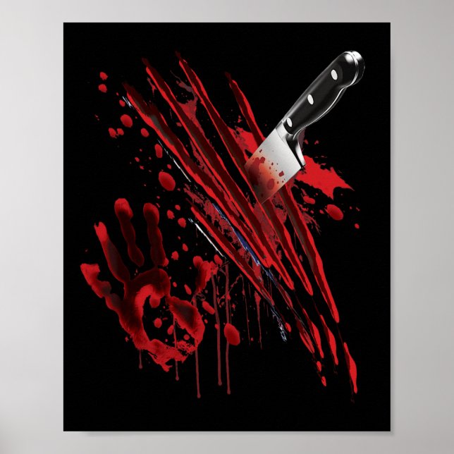 Poster Faca Sangrenta Sangue Arrefecido Gráfico de Sangue (Frente)