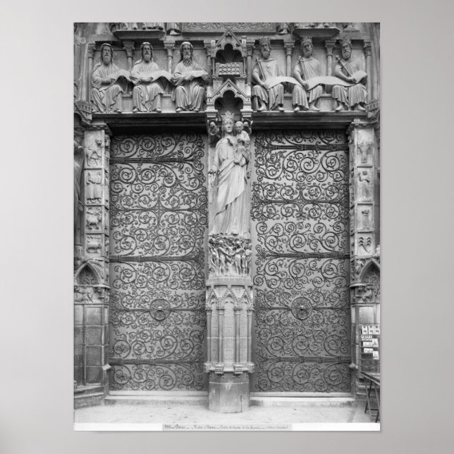 Poster Facade of Notre-Dame, portal esquerdo, Paris (Frente)