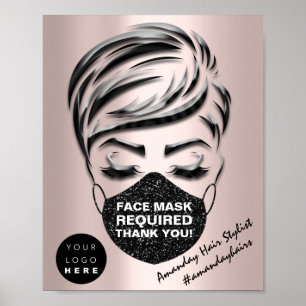 Poster Face Mask Covering Required Covid Rose Custom Logo