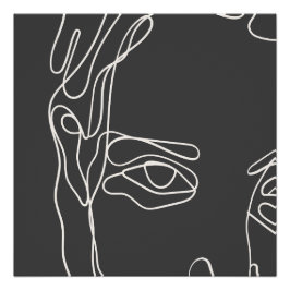 Pôster Face moderna e minimalista de desenho de uma linha