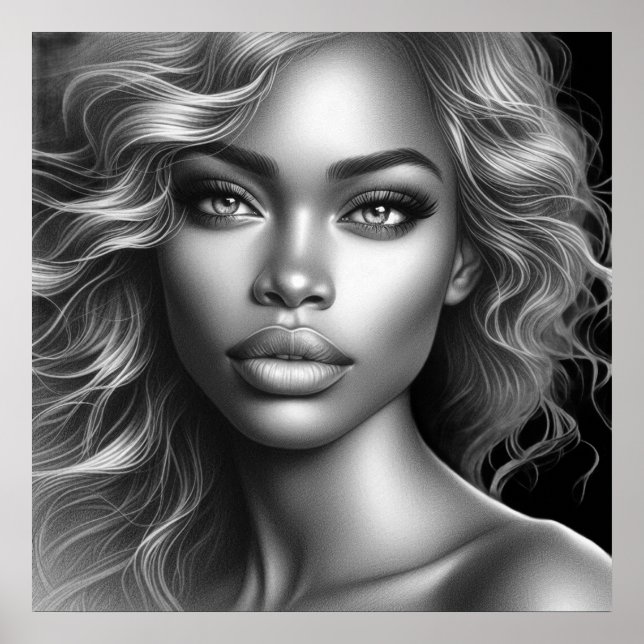 Poster Face of a Cute Young Woman on a 24'x24' Wall (Frente)