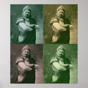 Pôster faces da cantora de ópera francesa maluca de 1909