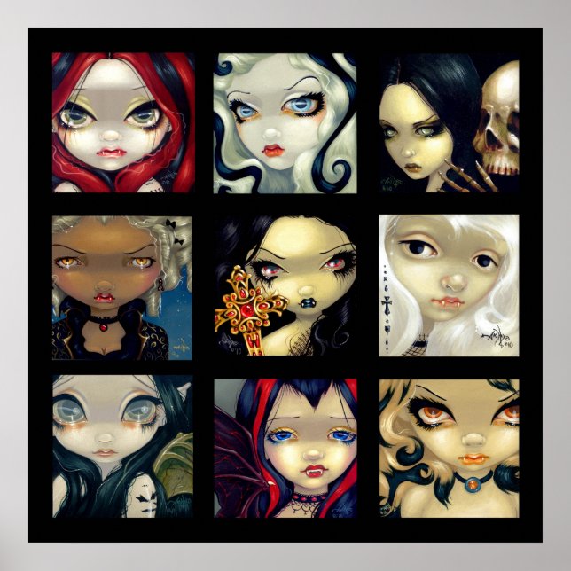 Pôster Faces of Faery Vampires #1 ART PRINT gothic fairy (Frente)