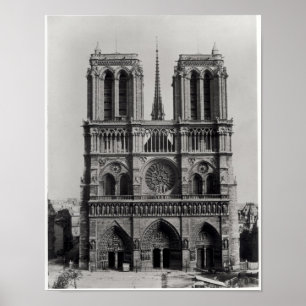 Poster Fachada de Notre-Dame, Paris, final do século XIX