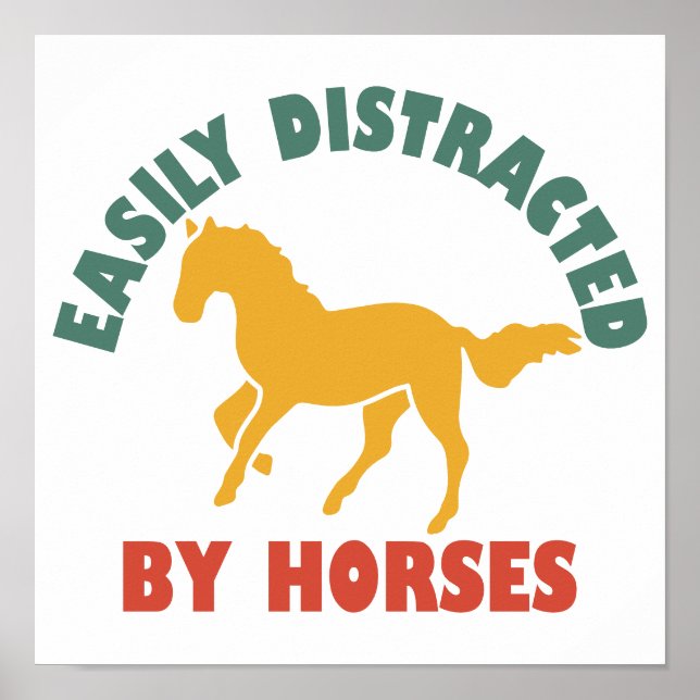 Poster Fácil Distração Por Cavalos (Frente)