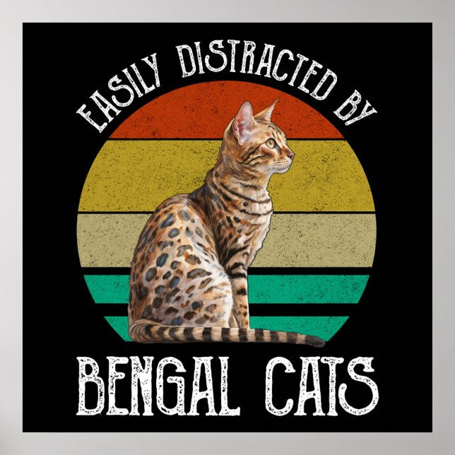 Poster Fácil Distração Por Gatos De Bengala (Frente)