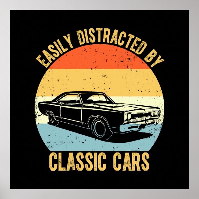 Poster Facilmente Distraído Por Carros Clássicos (Frente)